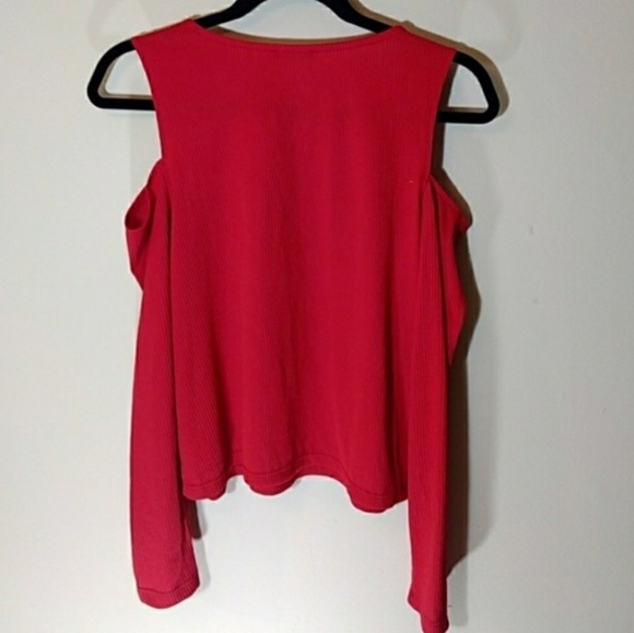Red Cold Shoulder Top - Picture 4 of 4